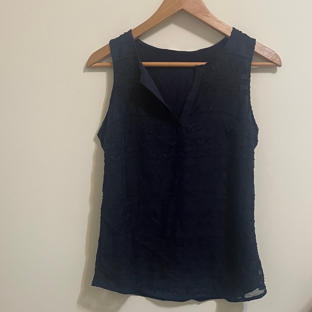 Market & Spruce Navy Textured Tank Top